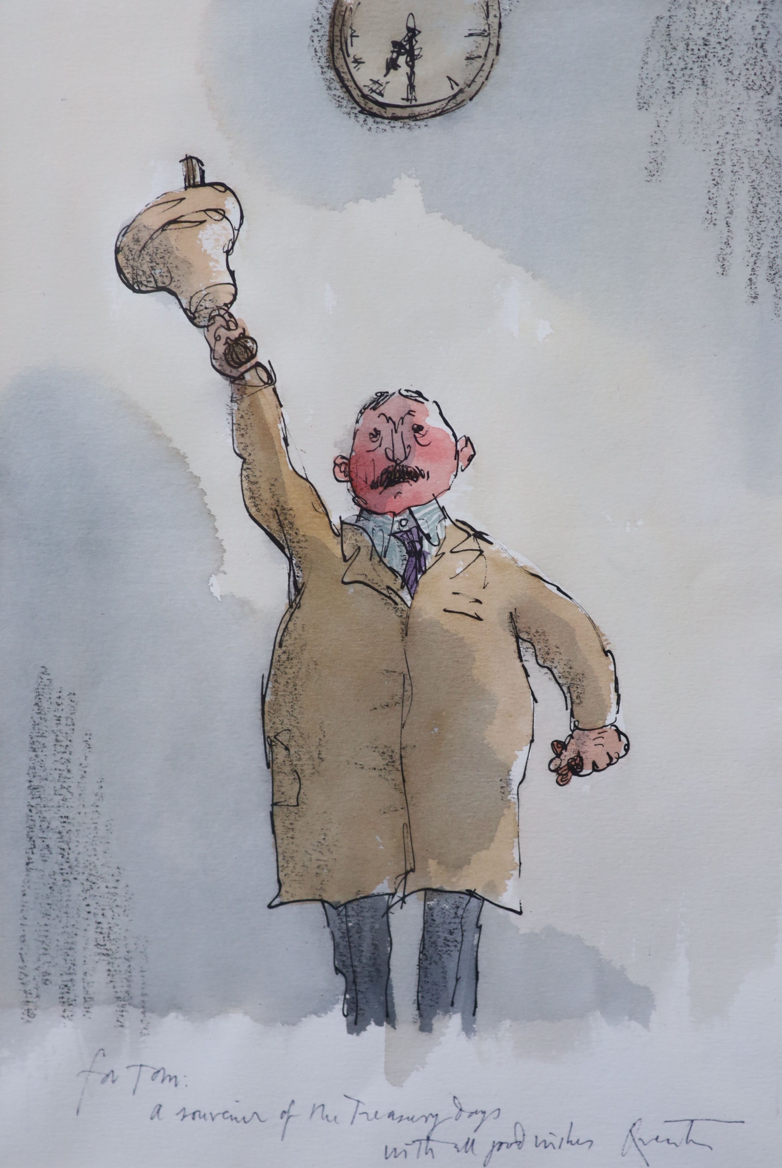 Quentin Blake (1932-), Souvenir of the Treasury days, Ink and watercolour on paper, 31 x 21.5cm